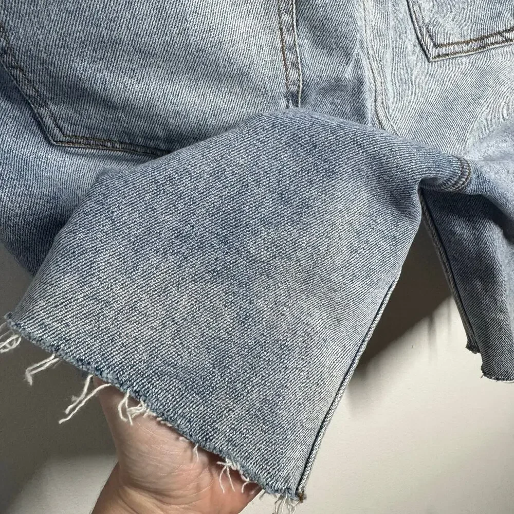 Free People We the Free Raw Hem Bermuda Minimalist Denim Shorts Women 27 Casual‎